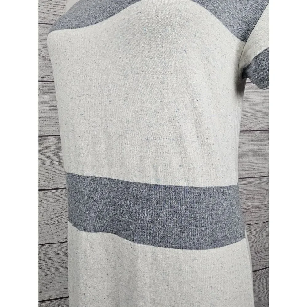 Lou & Grey Soft Striped Tee Shirt Dress Grey and Off White Size Small - Picture 7 of 8